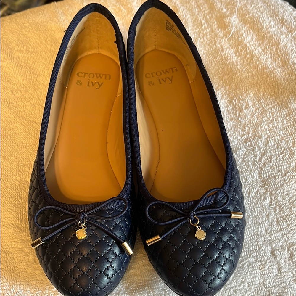 Crown & Ivy Blue Loafers with Quilted Design